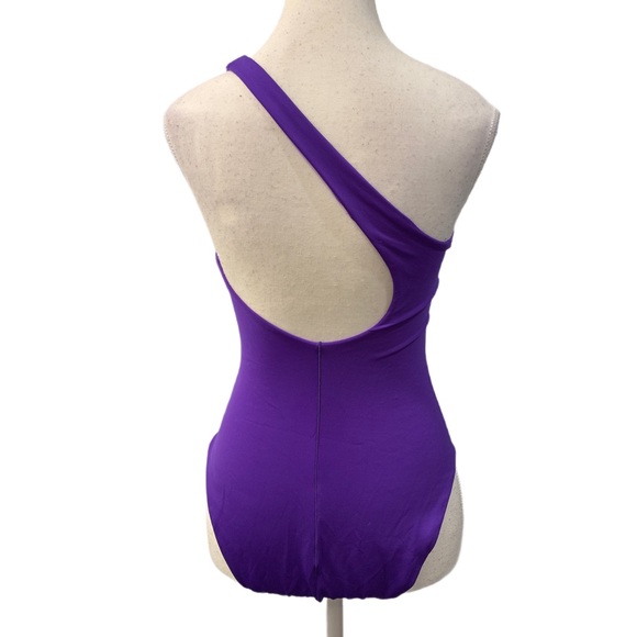 Left On Friday Shoreline Suit One-Shoulder Swimsuit in Vibrant Purple Size M - Picture 3 of 7